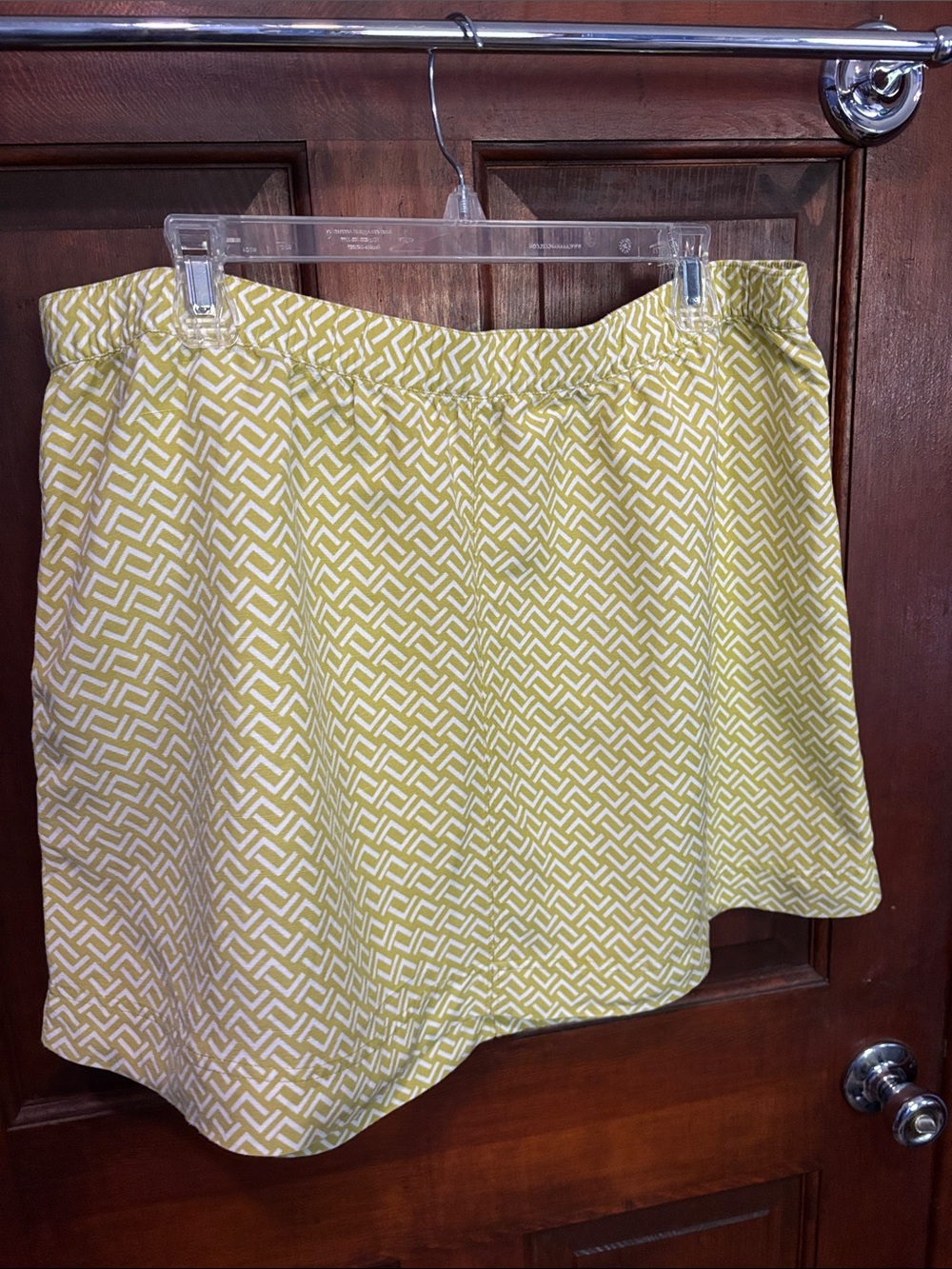 Merona Yellowish Green & White Patterned Skater Skirt